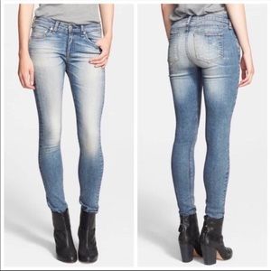 rag & bone skinny ankle raw hem Low Rise jeans surf 25